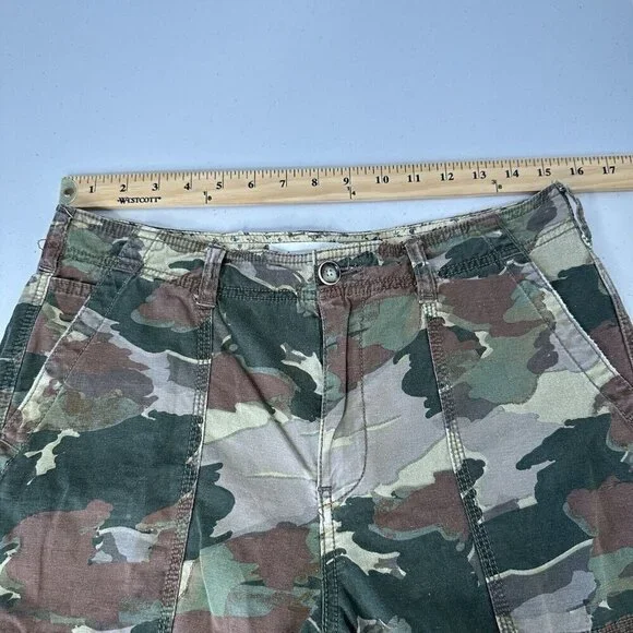 Anthropologie Camo Cargo Pants Size 29 Cotton Linen Blend Green Brown - Picture 4 of 13